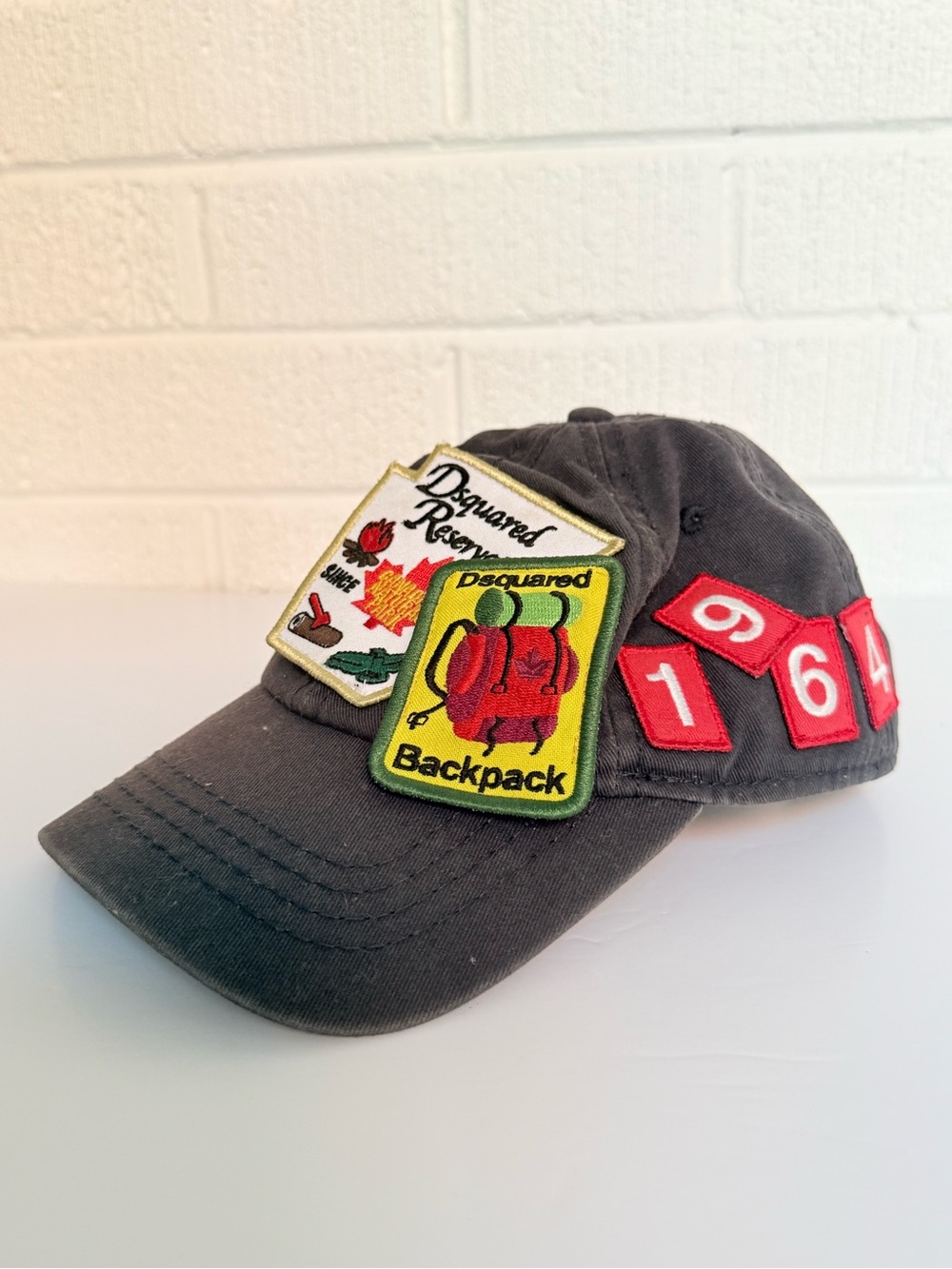 DSQUARED2 Black Kids Cap with Red and Yellow Patch Accents